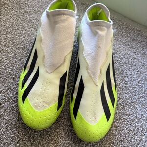 Adidas Men Soccer Shoes - White and Neon Green